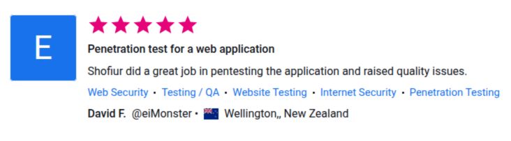 Client Review for Penetration test for a Web Application by Pentest Testing Corp