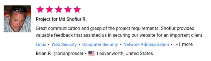 Client review for Network Security by Pentest Testing Corp
