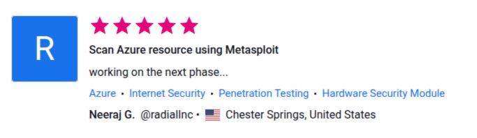 Client review for Scan Azure resource using Metasploit by Pentest Testing Corp