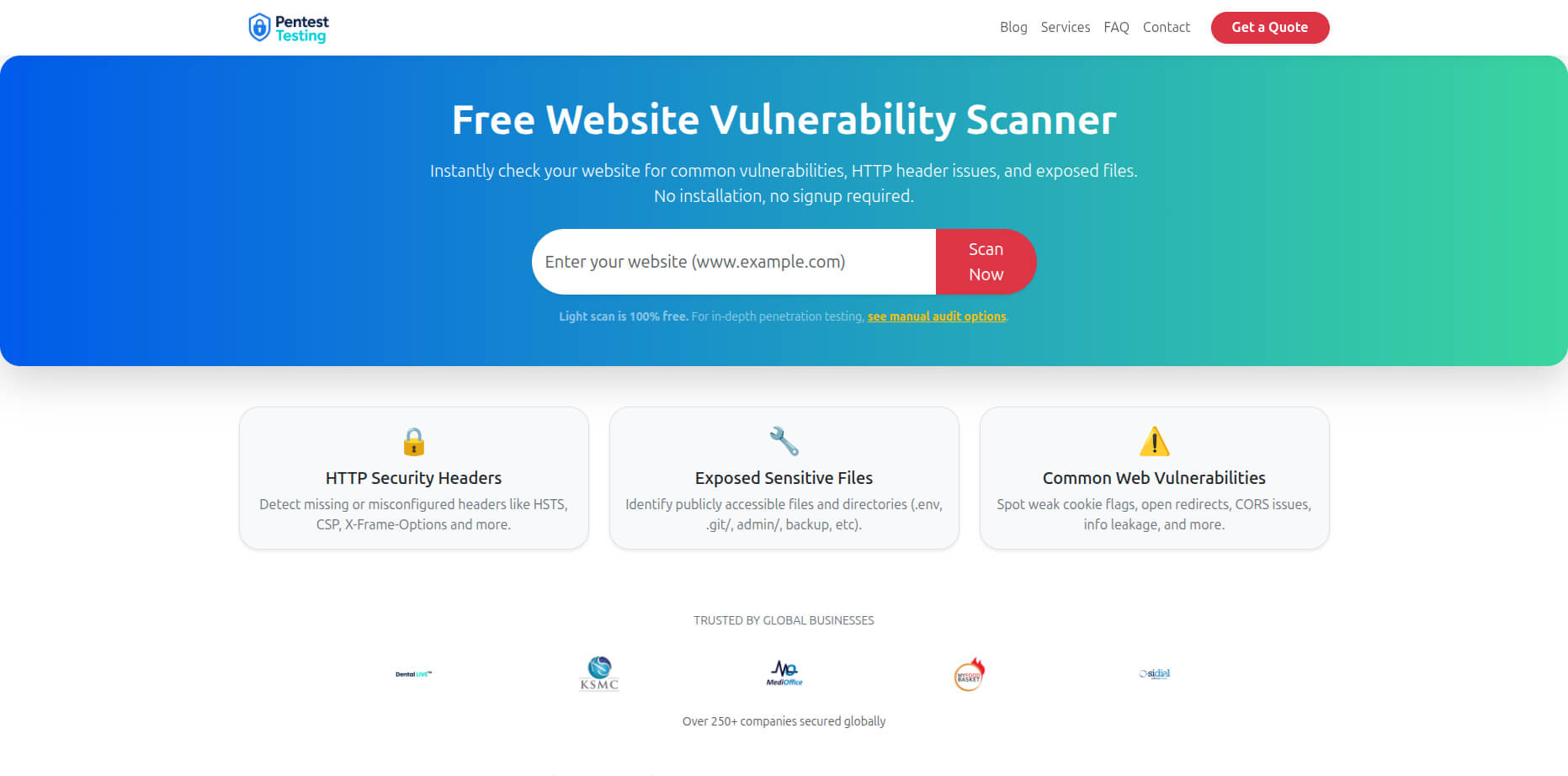 Here, you can view the interface of our free tools webpage, which offers multiple security checks. Visit Pentest Testing’s Free Tools to perform quick security tests. Here, you can view the interface of our free tools webpage, which offers multiple security checks. Visit Pentest Testing’s Free Tools to perform quick security tests.