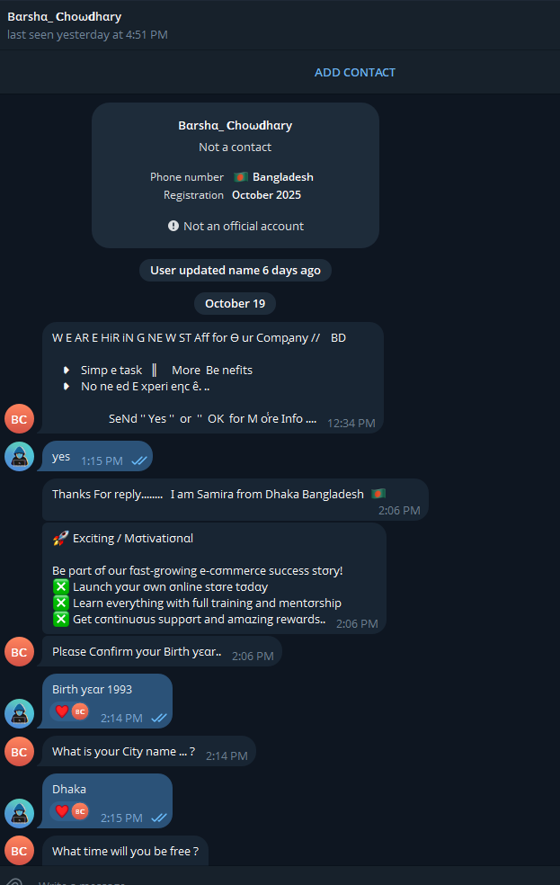 Oka-Furniture.com scam Telegram job fraud screenshot-1