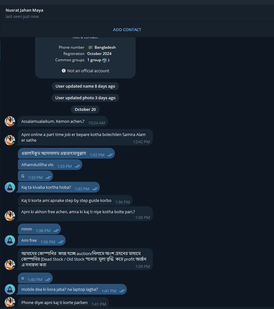 Oka-Furniture.com scam Telegram job fraud screenshot-2