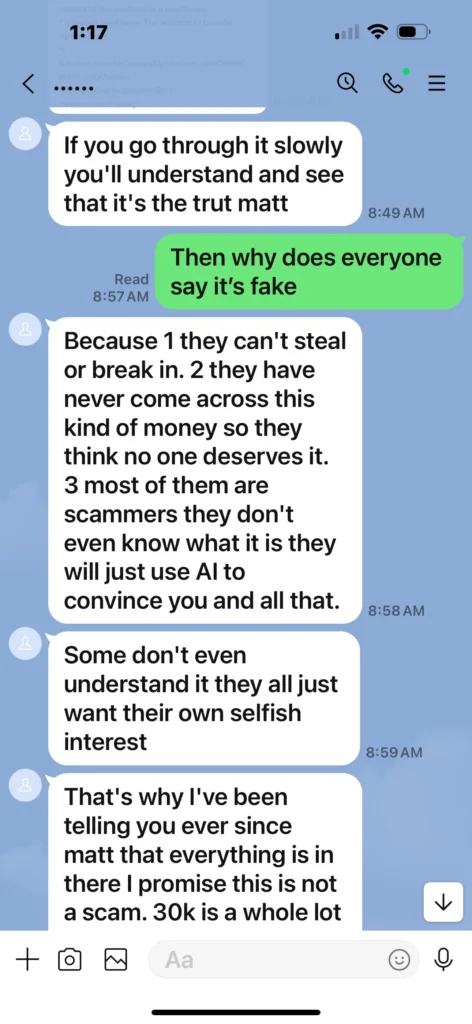 Scammer chat pressuring victim to pay an unlock fee in a crypto smart contract unlock scam