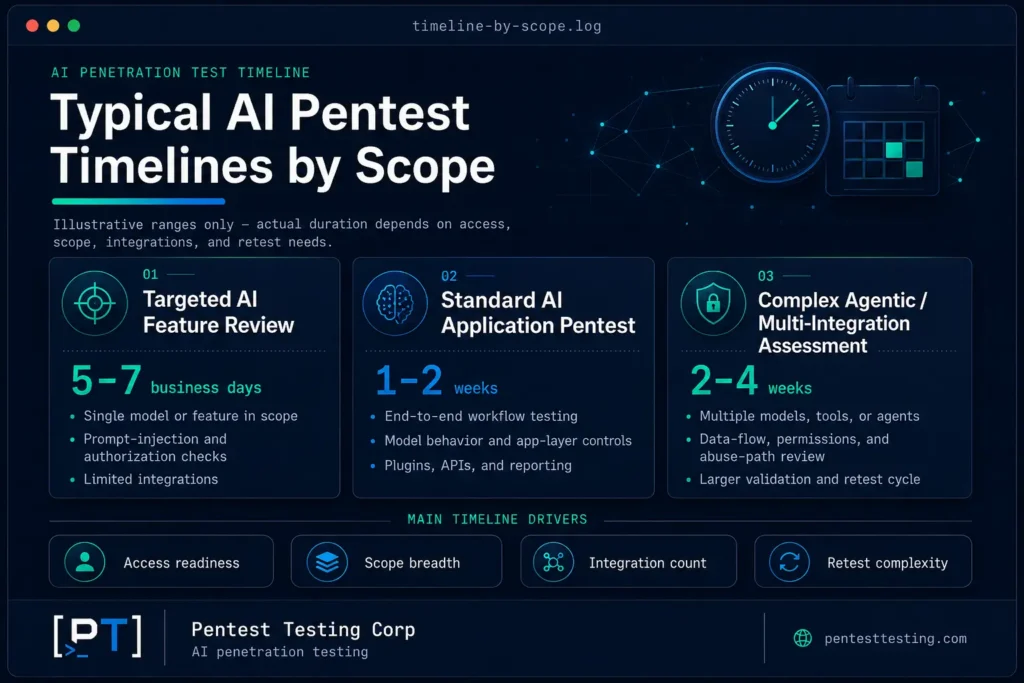 typical ai pentest timeline by scope-diagram typical ai pentest timeline by scope-diagram